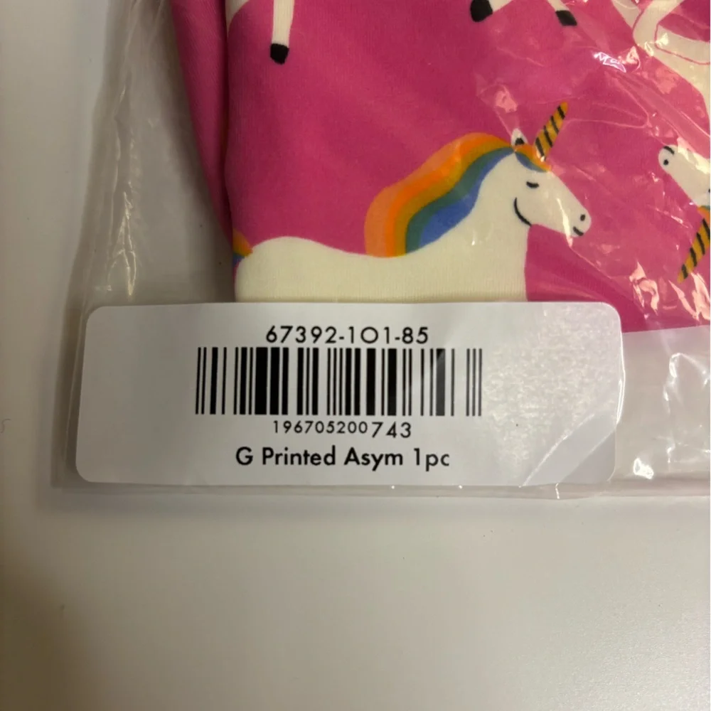 NWT Hanna Andersson Swimsuit, 1 piece Asym, Size 85‎ (US 2), Rainbow Unicorn